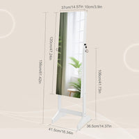 Dripex Jewelry Organiser Mirror Wardrobe, Free Standing Mirror with Large Storage, Lockable Jewelry Armoire Unit, 3 Angles Adjustable, White
