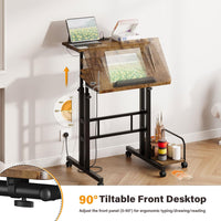 Dripex Standing Desk, Height Adjustable Rolling Desk with Tilting Table Top, Sit-Stand Workstation with Wheels, 60 x 60 cm, laptop Table, Workstation for Home and Office