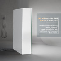 Dripex LED Bathroom Mirror Cabinet, Bathroom Mirror Cabinet with LED Lights Shaver Socket and Demister Pad, Non-contact Sensor Switch, White/Right hinge