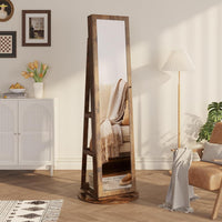 Dripex Jewelry Organiser Mirror Wardrobe, 360° Swivel Jewelry Storage, Lockable, 3 in 1 Free Standing Mirror with Storage Shelves