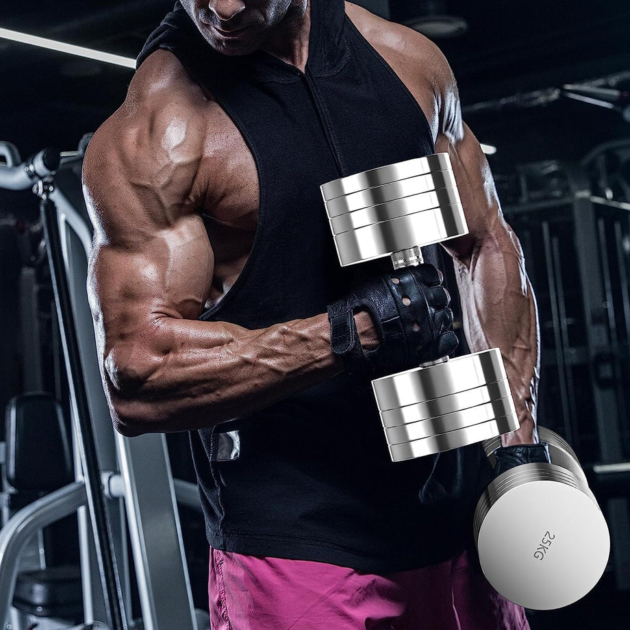 Dripex Steel Adjustable Dumbbells Set 25kg 50kg Dumbbells Pair Hand Weights with Foam Handle for Men Women Home Gym Fitness Dumbbell Training