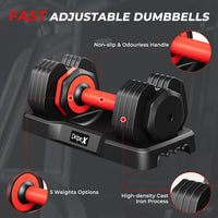 Dripex Adjustable Dumbbells 11kg/24.5kg Dumbbell Weights Pair for Men | Quick-Adjust Non-Slip Handle, Fast Weight Set for Saving Place, Home Gym Fitness Training, Safety Locking Mechanism