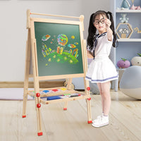 Dripex Kids Easel, Children's Wooden Art Easel Foldable, Double-Sided Magnetic Blackboard & Whiteboard for Kids and Toddlers, Chalkboard with Painting Art Supplies