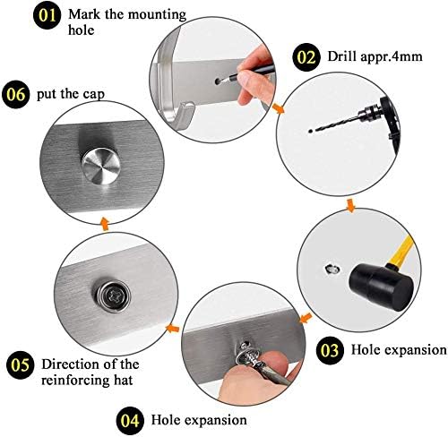 Dripex Coat Hook Rack Wall Mounted 304 Stainless Steel Hanger Heavy Duty Clothes Hat Holder (6 Hooks/8 Hooks)