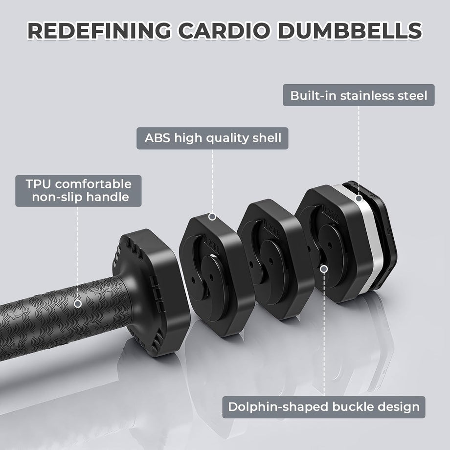 Dripex Women Weights Dumbbells Set 2.5kg 5kg 7.5kg Adjustable Dumbbell Pair | Weight Set for Women Men 4-in-1, Anti-Roll Design, Sold as a Pair, Non-Slip Handle, Home Gym Workout