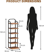 Dripex Adjustable Narrow Shoe Rack Organizer, Space Saving Vertical Tall Shoe Shelf, Sturdy Multifunctional Entryway Hallway Living Room Storage Shelf Rustic Brown