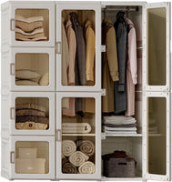 Dripex Portable Wardrobe Closet Storage Organizer Transparent Door Panels, Plastic Wardrobe with Magnetic Door, Suitable for Living Room, Bedroom, Easy Assembly