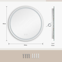 Dripex Bluetooth Round LED Bathroom Mirror, Illuminated Circle Bathroom LED Mirror with Speaker, Anti-fog, Wall Mounted, 3 Lighting Modes, Dimmable, Front+Backlit, IP44