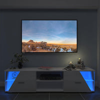 Dripex 150cm High Gloss TV Cabinet Stand, Modern TV Unit with LED light Entertainment Unit Cupboard with Storage Furniture for Living Room Bedroom for 32 40 43 50 55 60 65 inch 4k TV, White