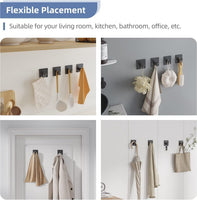 Dripex Self Adhesive Hooks - Set of 2/4/6, Stainless Steel - Strong Sticky Hooks for Hanging Towels, Bathroom Towel Hooks, Tea Towel Hooks, Stick on Hooks