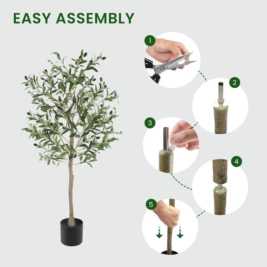 YOLEO 4FT/5FT/6FT/7FT Artificial Olive Tree Faux Silk Olive Plant for Home Office Decor Indoor Lifelike Fake Tree