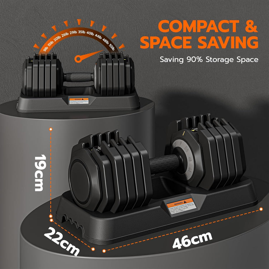 Dripex Adjustable Dumbbells 55lbs Dumbbell Weights Pair for Men | Quick-Adjust Non-Slip Handle, Fast Weight Set for Saving Place, Home Gym Fitness Training, Safety Locking Mechanism