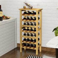 Dripex 7-Tier Bamboo Wine Rack Free Standing, 27 Bottles Wine Holder Display Storage Shelves with Table Top for Home, Kitchen, Pantry 47D x 29W x 102Hcm