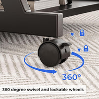 Dripex 60 x 48 x 73cm Mobile Computer Desk Z-Shaped with Sliding Keyboard Wood PC Table Laptop Desk Furniture Study Workstation for Home Office, Black
