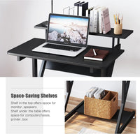 Dripex Computer Desk with Monitor Shelf - Mobile Z Shaped Home Office Desk with Storage Shelves and Movable Wheels for Small Spaces, Compact Corner Desk Space-Saving