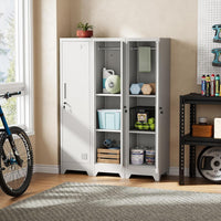 Dripex Metal Cabinet with Hanging Rail Lockable Steel Filing Cabinet Multi-purpose Storage Cabinet Steel Locker for School Home Office Garage 150 x 38 x 38 cm