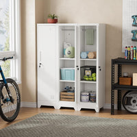Dripex Metal Cabinet with Hanging Rail Lockable Steel Filing Cabinet Multi-purpose Storage Cabinet Steel Locker for School Home Office Garage 150 x 38 x 38 cm