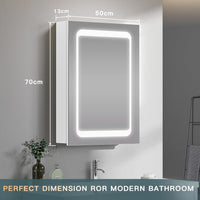 Dripex LED Bathroom Mirror Cabinet, Bathroom Mirror Cabinet with LED Lights Shaver Socket and Demister Pad, Non-contact Sensor Switch, White/Right hinge