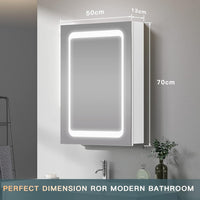 Dripex LED Bathroom Mirror Cabinet, Bathroom Mirror Cabinet with LED Lights Shaver Socket and Demister Pad, Non-contact Sensor Switch, White/Left hinge