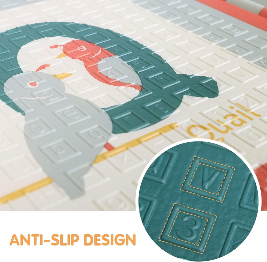 Dripex 197 × 177cm Baby Play Mat, Large Foam Crawling Playmat, Foldable Reversible Waterproof Non Toxic Portable Floor Mat with Letters and Numbers for Baby