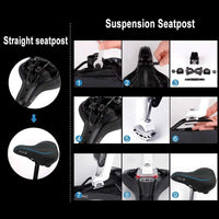 Dripex Gel Bike Seat - Comfort Universal Cycle Saddle Wide Cushion Pad Waterproof for Women & Men - Fits MTB/Road/Spinning Bikes