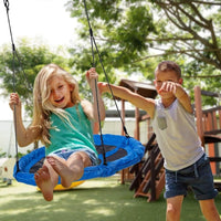 Dripex 100cm Round Nest Swing Children's Tree Swing Seat Round Basket for Outdoor Backyard Garden, Oxford, Blue, 150 kg Capacity