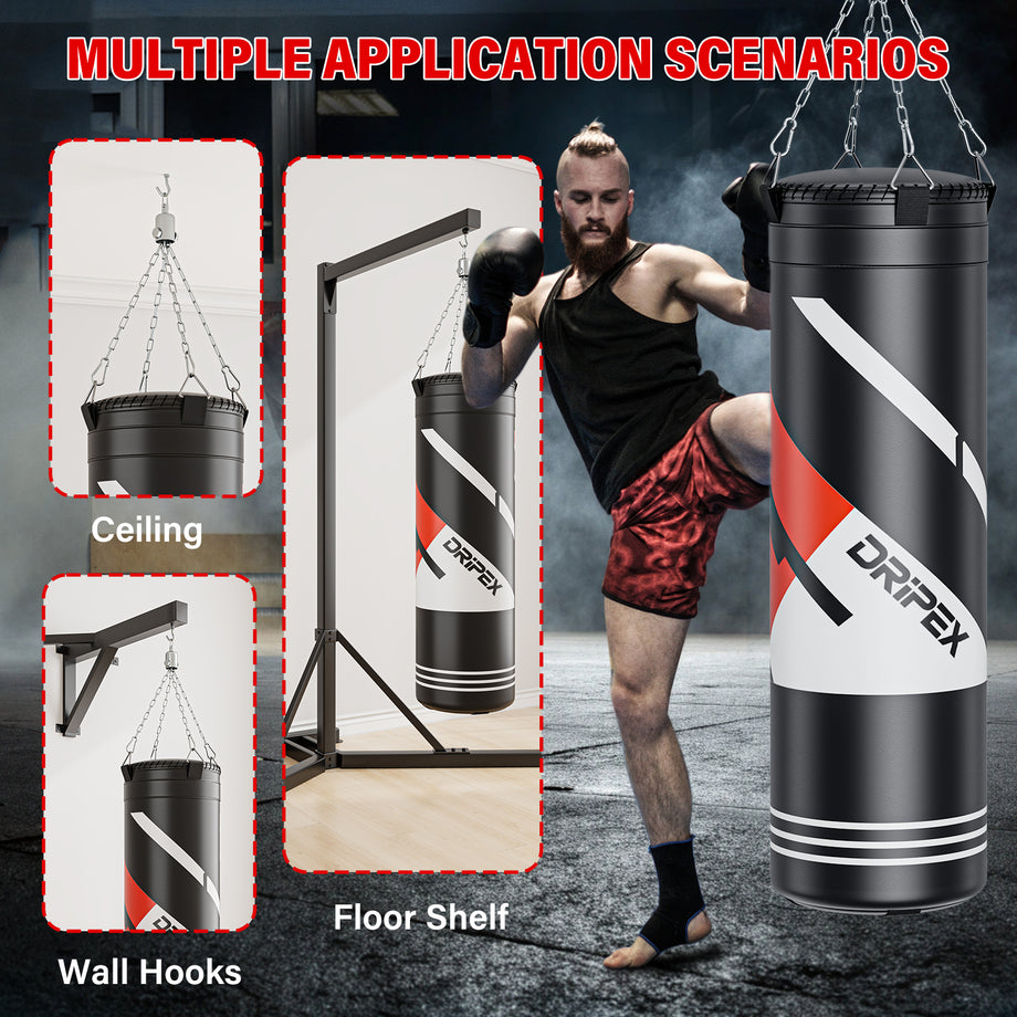 Dripex Punch Bag, 4FT Heavy Boxing Bag Set with Gloves, Hanging Punching Bag with 360° Swivel Hanging Chains - Punch Bags Equipment for Adults&Kids MMA Kickboxing Muay Thai Karate, Home Gym Training