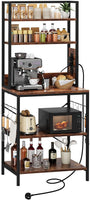 Dripex Baker's Rack, 65" Freestanding Kitchen Storage Shelf Unit with Hooks, 5-Tier Versatile Standing Bookshelf for Home, Kitchen, Living Room