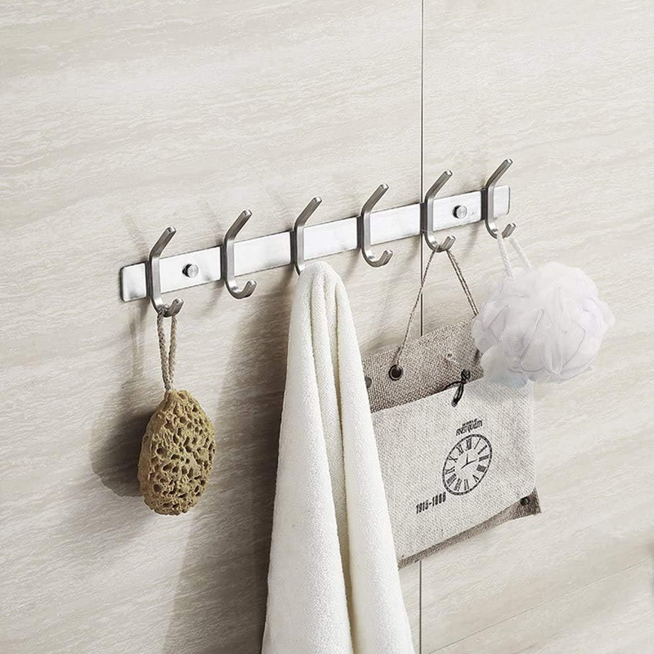 Dripex Coat Hook Rack Wall Mounted 304 Stainless Steel Hanger Heavy Duty Clothes Hat Holder (6 Hooks/8 Hooks)