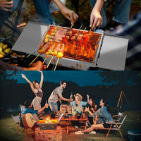 Dripex Portable Charcoal Grill BBQ Foldable Camping Stainless Steel Barbecue for Outdoor Picnic Travel Garden Beaches with Carrying Bag