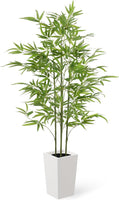 YOLEO 5FT/6FT Artificial Bamboo Tree with White Tall Planter, Lifelike Fake Silk Tree Indoor, Faux Bamboo Tall Plant for Living Room Bedroom Balcony Corner Office Deco