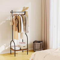Dripex Clothes Rail, Hall Tree, Freestanding Coat Rack with Wooden Storage Shelf, 4 Hooks, Compact Clothes Organiser Garment Stand for Home Hallway Bedroom W51 x D39 x H157cm