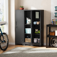 Dripex Metal Cabinet with Hanging Rail Lockable Steel Filing Cabinet Multi-purpose Storage Cabinet Steel Locker for School Home Office Garage 150 x 38 x 38 cm