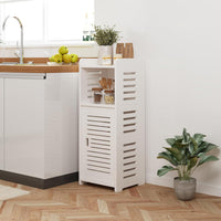 Dripex 4 Tier Bathroom Floor Cabinet, 30W x 30D x 80H cm, White Storage Cabinet with Door, Narrow Free Standing Cupboards Adjustable Shelves for Bathroom or Bedroom