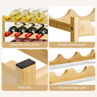 Dripex Bamboo Wine Rack, 12 Bottles Wine Holder Storage Shelf, 3-Tier Small Freestanding Bottle Wine Rack for Countertop, Kitchen, Bar, Cellar (40D x 22W x 32H cm)