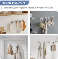 Dripex Self Adhesive Hooks - Set of 2/4/6, Stainless Steel - Strong Sticky Hooks for Hanging Towels, Bathroom Towel Hooks, Tea Towel Hooks, Stick on Hooks