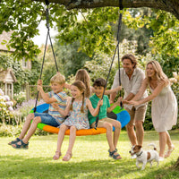 Dripex 120cm Round Nest Swing Children's Tree Swing Seat Round Basket for Outdoor Backyard Garden, Oxford, Multicolor, 300 kg Capacity
