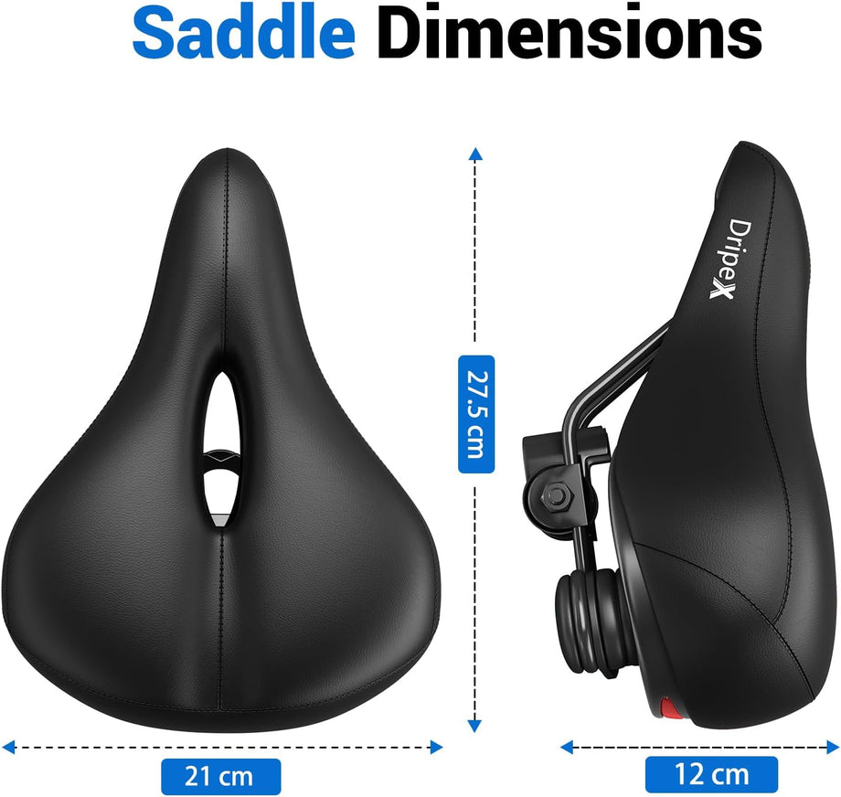 Dripex Gel Bike Seat - Comfort Universal Cycle Saddle Wide Cushion Pad Waterproof for Women & Men - Fits MTB/Road/Spinning Bikes