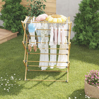 Dripex Clothes Airer, Foldable Clothes Drying Rack, Bamboo Laundry Drying Rack, Freestanding Towels Hanger, Space-Saving, Tool-Free Assembly