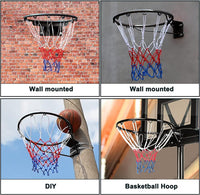 Dripex Basketball Rim 18'' (45cm) Full Size Replacement Outdoor Wall Door Mounted with All Weather Net Solid Steel 18 Inch