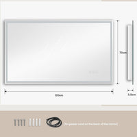 Dripex 3 Colors Bathroom Mirror with LED Lights, Illuminated Backlit Wall Mounted Vanity Mirror Dimmable Switch Demister Pad, Horizontal/Vertical [Energy Class E]