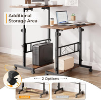 Dripex Height Adjustable Standing Desk, Tiltable Top, Mobile Stand Up Desk with Wheels, 80x40cm Small Rolling Table for Office, Walking Pad, Treadmill