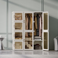 Dripex Portable Wardrobe Closet Storage Organizer Transparent Door Panels, Plastic Wardrobe with Magnetic Door, Suitable for Living Room, Bedroom, Easy Assembly