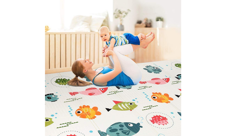 Dripex Baby Play Mat, Large Foldable Foam Crawling Mat 197×177cm with Alphabet & Numbers, Double-Sided, Waterproof & Easy to Clean