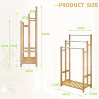 Dripex Freestanding Towel Rack, Towel Shawls Holder with Bamboo Storage Shelf, Stainless Steels Rods, Bamboo Frame, Lightweight, for Home, Bathroom (L46xW24xH66/76/86cm)/(L46xW24xH76/86/96cm)