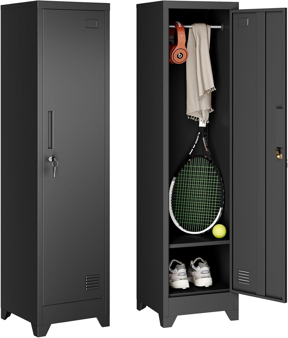 Dripex Metal Cabinet with Hanging Rail Lockable Steel Filing Cabinet Multi-purpose Storage Cabinet Steel Locker for School Home Office Garage 150 x 38 x 38 cm