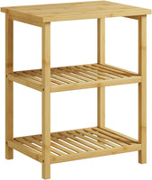 Dripex Bamboo Living Room End Table, 3-Tier Narrow Nightstand, Bedside Table, Slim Coffee Table Small Spaces, Storage Sofa Side Table for Bedroom or Office