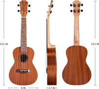 Dripex 23 Inch Concert Ukulele, Small Guitar Ukelele, Professonial Wood Ukulele Starter with Beginners Kit, Quality Musical String Instrument for Adults or Kids (Natural Color)