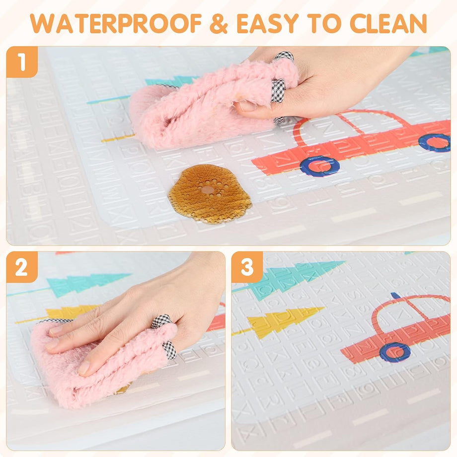 Dripex Baby Play Mat, 197 × 177 × 1cm Foldable Foam Playmat for Floor, Soft Waterproof Reversible Floor Crawling Mat for Babies Toddlers Infants Kids, Indoor Outdoor Use