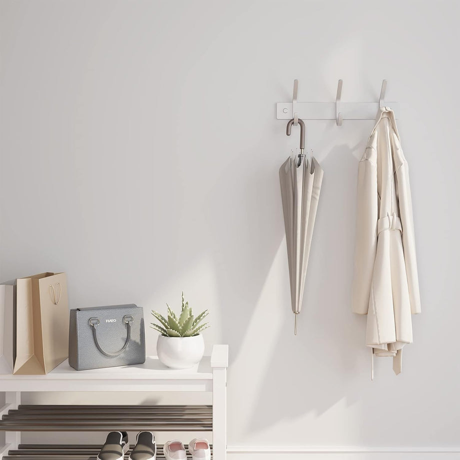 Dripex Coat Hook Rack Wall Mounted 304 Stainless Steel Hanger Heavy Duty Clothes Hat Holder (3/4 Hooks)